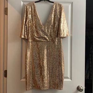 Short gold sequin cocktail dress